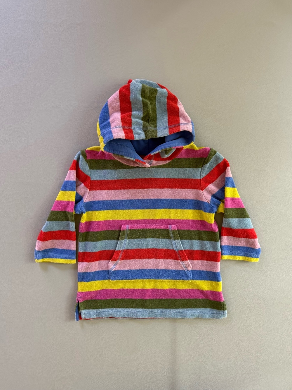 Mini Boden Towelling Terry Hooded Swim Coverup Girls 2-3Y Multicolor Stripe
